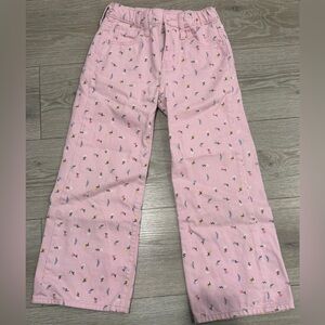 Pink floral jeans